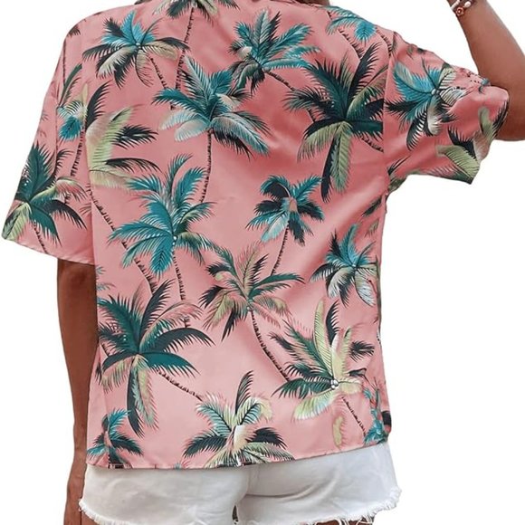 SweatyRocks Women's Short Sleeve Cute Print Button Down Shirt Tops - Picture 3 of 4